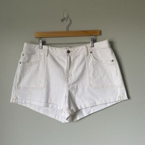 American Eagle Outfitters Easy Shortie Denim Shorts Cream White Women's Size 16